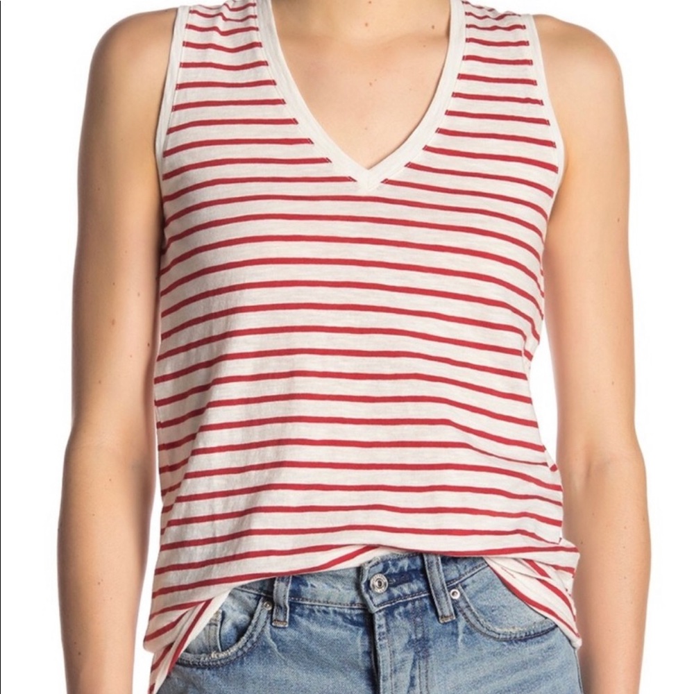 Madewell Kilt Red V Neck tank top XS NWT NEW - Picture 1 of 2